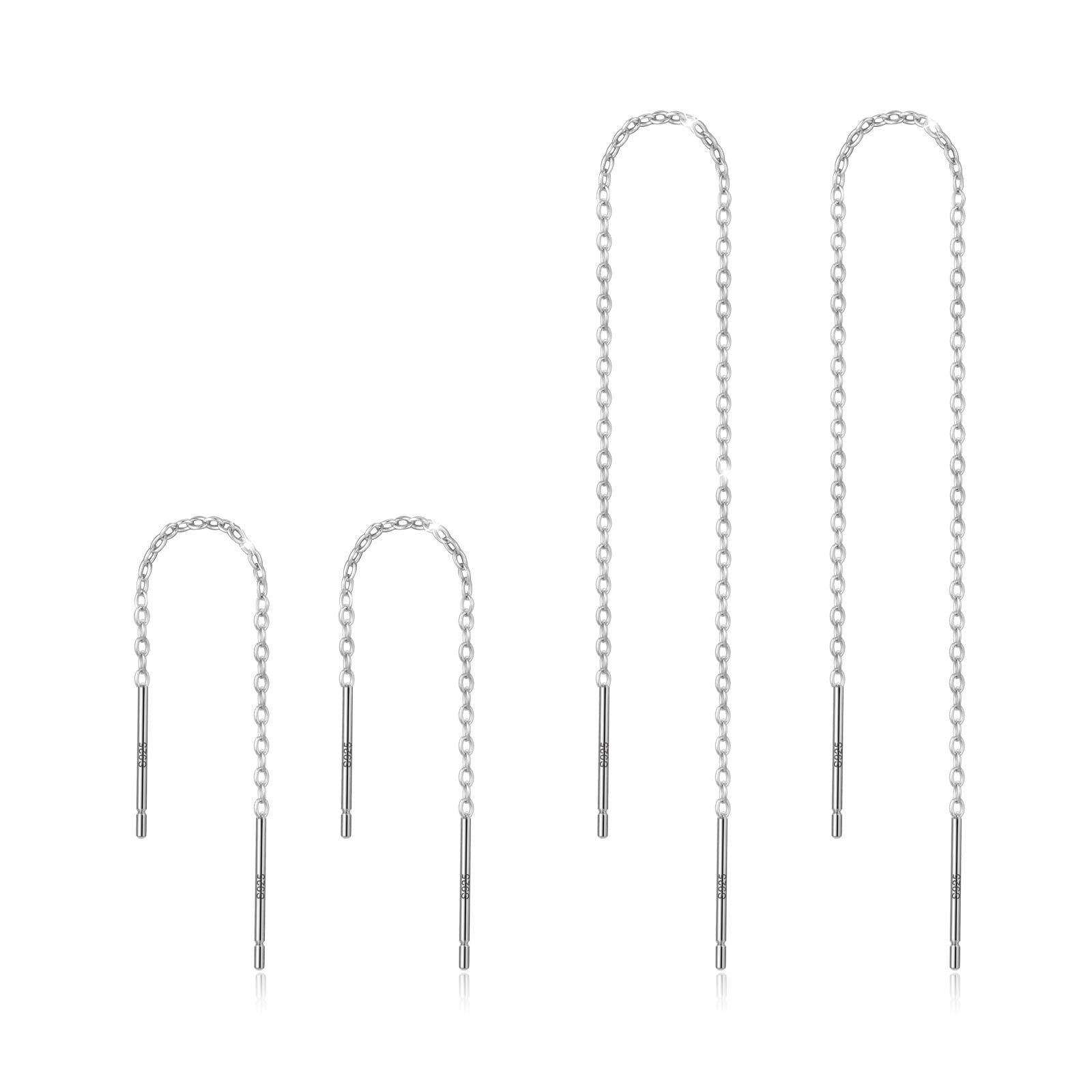 Hypoallergenic Sterling Silver Threader Dangle Chain Earrings, Gold/White Gold Plated for Women, Lightweight and Versatile Design with Push Back Fitting