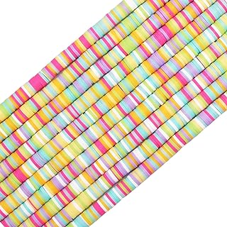 Coiris Vibrant Mixcolor Heishi Beads Surfer Necklace Made with Nickel and Rubber, Ideal for DIY Jewelry Crafts | Round, 6mm | Experience a Splash of Color!