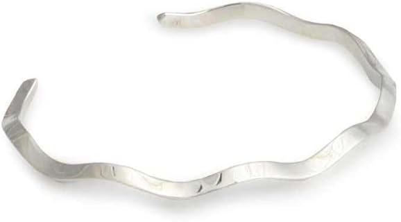 NOVICA Handmade .925 Sterling Silver Cuff Bracelet Artisan Jewelry No Stone Thailand [6 in L (end to End) x 0.2 in W] 'Sound Wave'