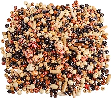 Cedilis 2000 Pcs Printed Wooden Beads, 5mm to 21mm Assorted African Beads, Loose Wood Beads Macrame Supplies Beads, Natural Wooden Bead for Jewelry Bracelets Necklace Earring Making DIY Craft Project