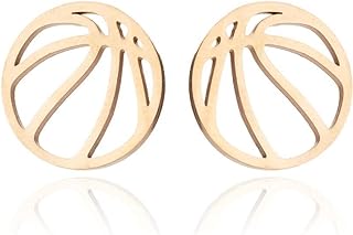 Sturdy Stainless Steel Push-Back Basketball Stud Earrings for Sports Fans - Hypoallergenic Ball Design