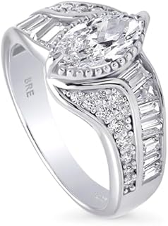 BERRICLE Sterling Silver Halo Wedding Engagement Rings Marquise Cut Cubic Zirconia CZ Woven Ring for Women, Rhodium Plated Size 4-10