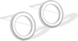 18K Gold Circle Stud Earrings 10MM Small Round Hoop Post Stud for Women Minimalist Cubic Zirconia Flower Post Earring Unisex