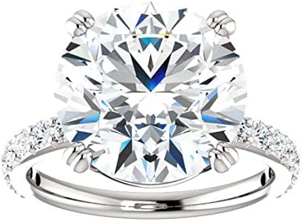 Kiara Gems 10 CT Round Moissanite Engagement Ring Wedding Bridal Ring Set Solitaire Halo Style 10K 14K 18K Solid Gold Sterling Silver Anniversary Promise Ring Gift