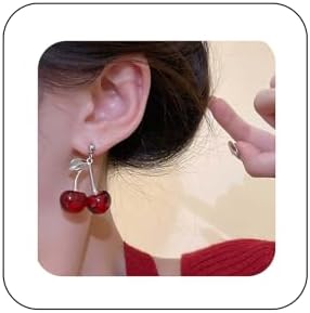 Stylish Zinc Cherry Drop Earrings with Lifelike Red Crystal Design for Women and Girls
