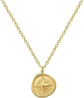 Jude Jewelers Stainless Steel Compass Pendant Necklace with Box Chain and Cubic Zirconia Charm