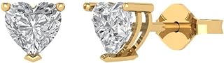1.5 Carat Heart Cut Lab Grown Diamond Stud Earrings with Push Back Crafted in Yellow Gold for Women - American Craftsmanship, Versatile & Ethically-Minded