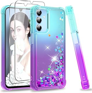 LeYi Funda Brillante Verde/Morado para Samsung Galaxy A15/A15 4G/5G con Doble Protección y Gel Transparente TPU, Ideal para Resistencia a Golpes y Elegancia Diaria