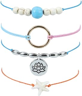 Holibanna 4pcs String turquoise anklet surfer turquoise decor ankle chain decorative anklet exquisite foot chains adjustable ankle bracelet summer foot jewelry Miss beach Alloy wristband