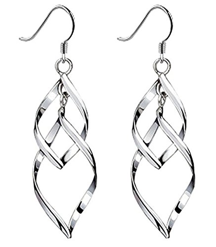 Sterling Silver Earrings dangle Hoops Elegant rotating Earring for Womens