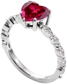 Heart Shaped 3.5 CT Red Ruby Engagement Ring 14k gold Ruby Wedding Ring Solitaire Engagement Ring Art Deco Red Ruby Bridal Promise Rings