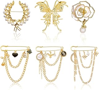 Enchanting Gold Butterfly Brooch Set with Pearl Accents & Chain Detail - Ideal Gift for Women of Sophisticated Taste