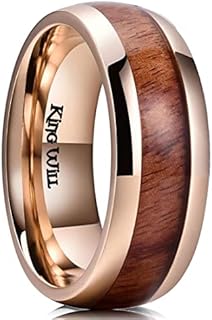 King Will NATURE 7mm 8mm Titanium Ring Black/Silver/Green with Wood Inlay Wedding Band Ring for Men Real Comfort Fit
