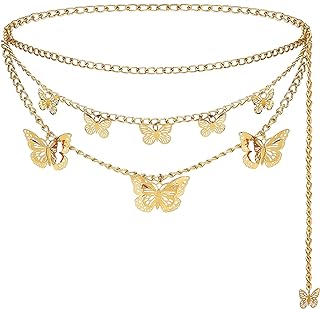 Elegant Glamorstar Body Chain Belt with Lobster Clasp, Multilayer Adjustable Alloy Waist Chain for Women and Girls