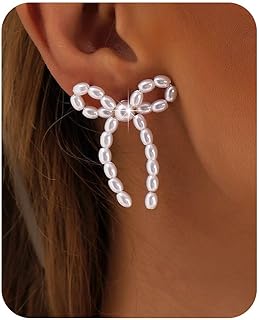 14K Gold Plated PANSHI Pearl Drop Stud Earrings with Sterling Silver Post | Dangle Design La Pousette Back Finding | Hypoallergenic Earrings for Women & Teen Girls