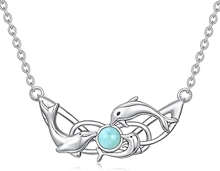 925 Sterling Silver Dolphin Pendant Necklace with Sealite Gem and Box Chain, Perfect Gift for Mothers and Sisters