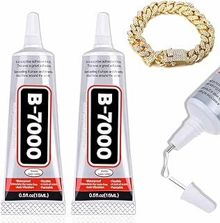 B7000 Glue 2PCS 15ml/0.5oz, Clear Craft Glue for Jewelry, B7000 Adhesive for Rhinestone Bead, Super Glue with Precision Tips for Cloth Shoe Fabric Cell Phone Screen Repair Metal Stone Nail Art