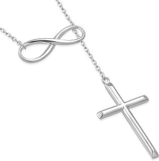 925 Sterling Silver Infinity Cross Necklace For Women - Modern Cross And Infinity Necklace - Infinity Love Cross Pendant In 3 Color Styles - Religious Jewelry with Adjustable Chain - Top Gifting Idea