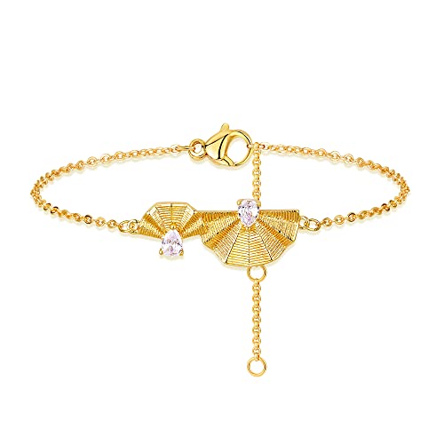 MEVECCO Women Gold Chain Bracelet, 18K Gold Plated Karma Adjustable Layered Bracelet Delicate Minimalist Handmade Bracelet for Women Jewelry