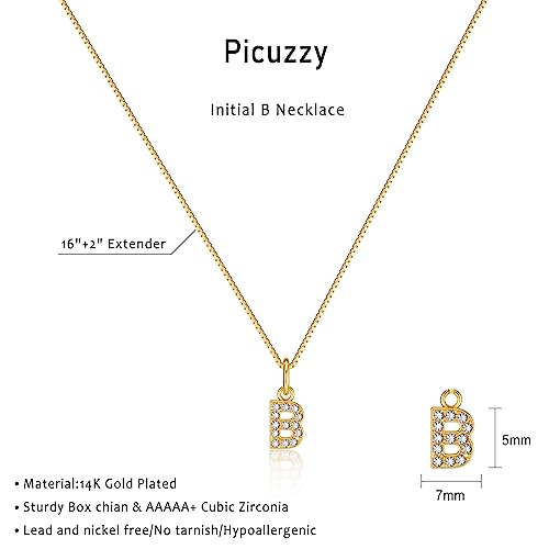Initial Necklaces for Women, 14K Gold Plated Cubic Zirconia Initial Necklace Personalized Necklaces for Women Dainty CZ Letter Necklace Tiny Name Choker Nekclace for Girls Gold Jewelry Gifts