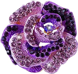 Connie Cloris Women's Crystal Rhinestone Blooming Beautiful Rose Flower Brooch Pin