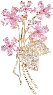 Glittering 14K Gold Crystal Bouquet Brooch, Luxurious Moissanite Embellished Vintage Floral Brooch, Shawl Accessory for Fashion Ladies