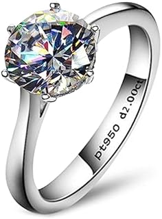 AINUOSHI 1/2/3/4 Carat Moissanite Engagement Rings for Women, 925 Sterling Silver Solitaire Round Cut (10mm) Diamond Wedding Band D-E Color Grade Gift for Wedding Anniversary