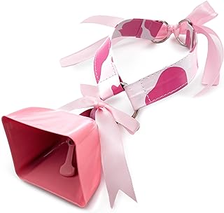 Stainless Steel Bell Choker Necklace with Rope Chain, Strawberry Milk Pink Cowbell Design on Leather, Perfect for Women's Cosplay Outfits