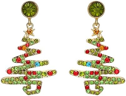 Clasp-style BriLove Star Enamel Dangle Earrings - Crystal-studded Christmas Engagement Ring for Women - Charming Holiday Design