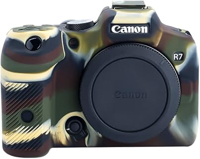 Rieibi Camouflage Silicone Case for Canon EOS R7, Protective and Non-slip, with Easy Access to Ports and Lightweight Design, Ideal for Outdoor Photography and Travel