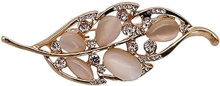 Women's Opal Stone Crystal Rhinestone Leaf Flower Fashion Brooch Pins For Wedding Party Jewelry Gifts.