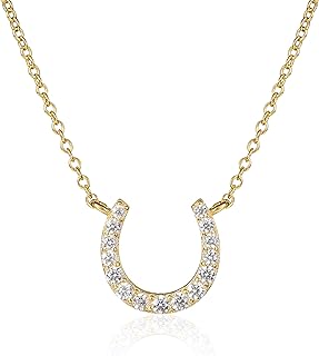 Dainty Horseshoe Necklace in 925 Sterling Silver, Cute Sterling Silver Horseshoe Pendant Necklace for Women and Teenage Girls in Silver, Gold or Rose Gold, Silver Jewelry for Women
