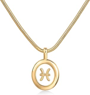 PAVOI 14K Gold Plated Unique Floating Astrology Pendant Necklace for Women | Horoscope Charm Necklace | Dainty Zodiac Necklace Gifts