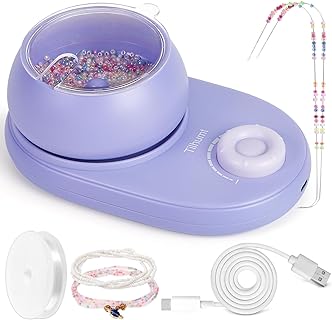 Tilhumt Electric Bead Spinner for Jewelry Making, Forward/Reverse Rotation, Adjustable Speed Clay Bead Spinner with 2 Big Eye Needles, Beading Supplies for Bracelet, Necklace, DIY Crafts (Patented)