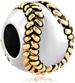 Silver Plated Baseball I Love Sports Beads For Bracelet