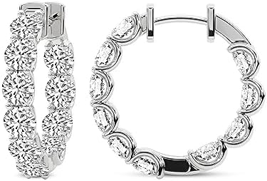 Lab Grown Diamond Hoop Earring | 2 Carats - 8 Carats IGI Certified Diamond Hoop Earrings | 14K in White,Yellow & Rose Gold Or Platinum | Prong Setting | FG-VS1-VS2 Quality | Friendly Diamonds