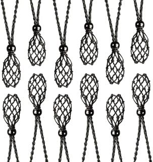 12 PCS Crystal Cage Necklace Holder Necklace Cord Empty Stone Holder Replacement Hand-Woven Necklace Cord with Adjustable Length