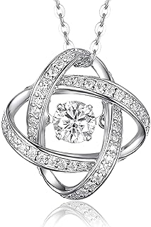 boya Moissanite Floating Diamond Cut Necklaces for Women -18K Plated Sterling Silver Chain Pendant, D Color VVS1 Dancing Jewelry, Mother's Day Jewelry Gifts for Women Mom/Wife/Sister