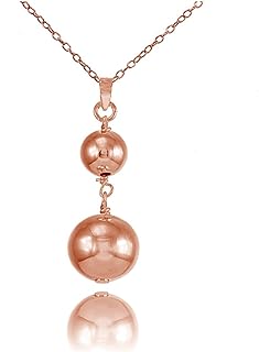 Hoops & Loops Sterling Silver Graduated Double Ball Bead Drop Necklace