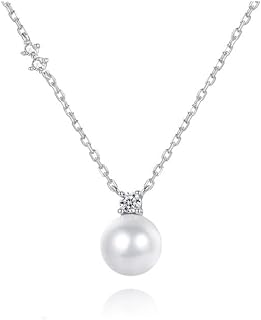 14K Gold Freshwater Cultured Pearl Pendant Necklace with Moissanite,Minimalist Gold Pearl Necklace for Women,Pearl Jewelry Gift for Her,18 Inches