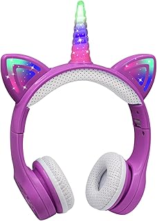 YUSONIC Barbie-Kinderkopfhörer für besten Musikgenuss, 15 Stunden Akkulaufzeit, klappbares Design mit LED-Lichtern, geeignet für Kleinkinder und Jugendliche ab 3 Jahren