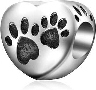 ABUN Dog Paw Footprint Charms 925 Sterling Silver Beads for Charms Bracelets,Mothers Gifts