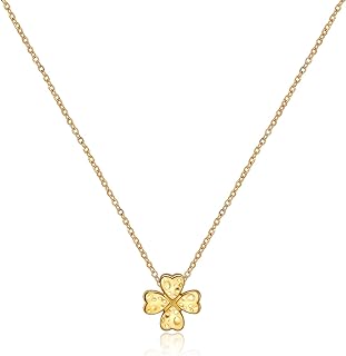 YADUDA Gold Plated Stainless Steel Women's Clover Choker Necklace with Rolo Chain - Dainty Four-Leaf Pendant Jewelry