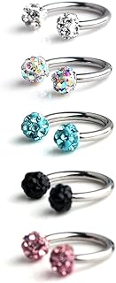 Ruifan Crystal Tiny Nose Septum Horseshoe Earring Eyebrow Lip Helix Tragus Cartilage Piercing Ring 20G 8mm