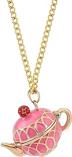 Whimsical Enamel Teacup Pendant Necklace for Women and Girls, Crafted with Alloy and Enamel, featuring Secure Holiday Clasp and Delicate Cable Chain
