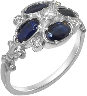 Stunning 18K White Gold Cluster Ring with Cubic Zirconia and Montana Sapphire for Women, Elegant Design - Sizes 4 to 12 Available