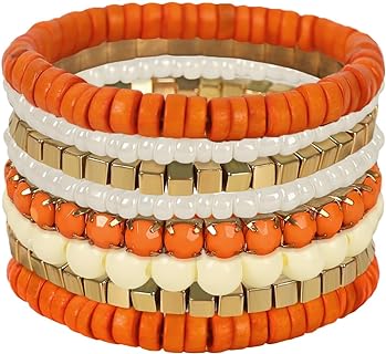 Experience the Vibrant Elegance of Our Bohemian Beaded Multi-Strand Bracelet Set with Wooden Gem-Type and Spring Ring Clasp - 8Pcs Set for a Natural, Rustic Charm.