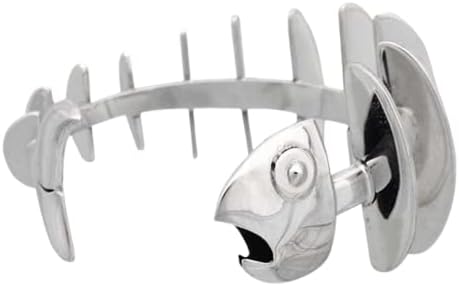 Sterling Silver No-clasp Skeleton Fish Bracelet, Handcrafted in Mexico, Unisex Design for Everyday and Special Occasions