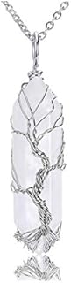 Embrace Positivity with GEHECRST Healing Crystal Necklace, Tree of Life Wire-Wrapped Design with Quartz Crystal Pendant on Copper Cable Chain - Ideal Women's Gift