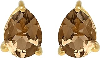 Pear Stud Earrings with Push Back Design and 18k Gold Plating -  Sterling Silver Stud Earrings with 7x9MM Morganite Gemstones - Elegant Birthstone Jewelry for Women